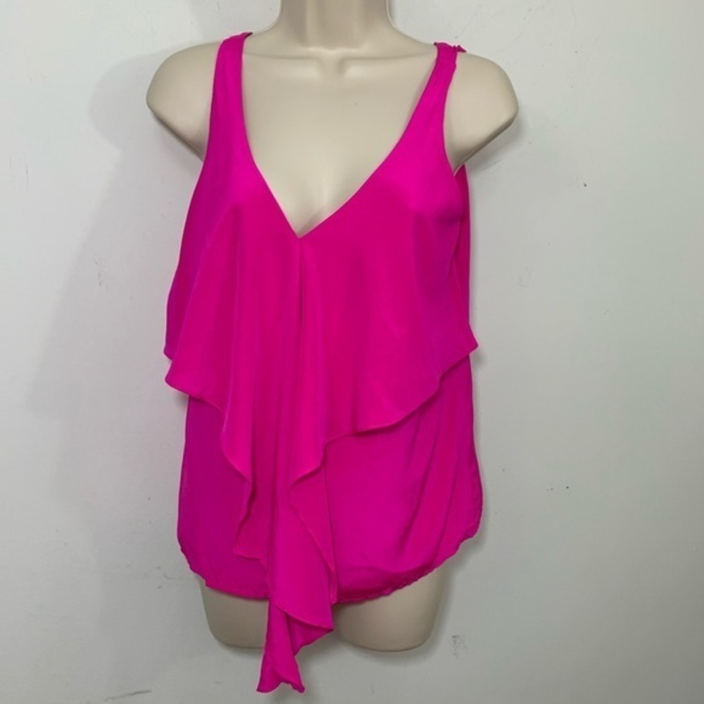 Amanda uprichard silk ruffle front v neck blouse S